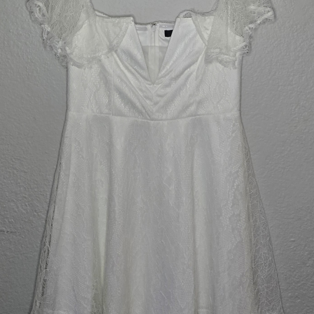 Lulu's White Lace Zip-Up Dress